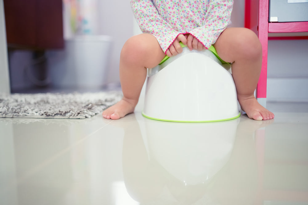 Toddler sitting on potty | Nourish Baby